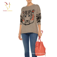 "Winter Long Sleeve Intarsia Cashmere Knit Knitted Woolen Sweater Designs for Ladies "